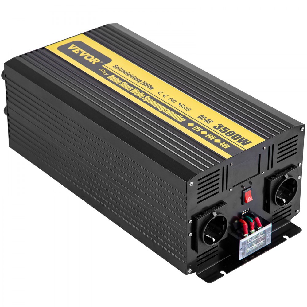 Vevor Inversor Onda Pura Convertidor Transformador Usb 12 v 230 v 3500 W Negro