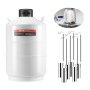 Tanque de nitrógeno líquido VEVOR, contenedor de nitrógeno líquido de aleación de aluminio de 20 L, Dewar de tanque LN2 con 6 botes y bolsa de transporte con correas, tanque criogénico para la industria de la belleza, conservación de semen, científico