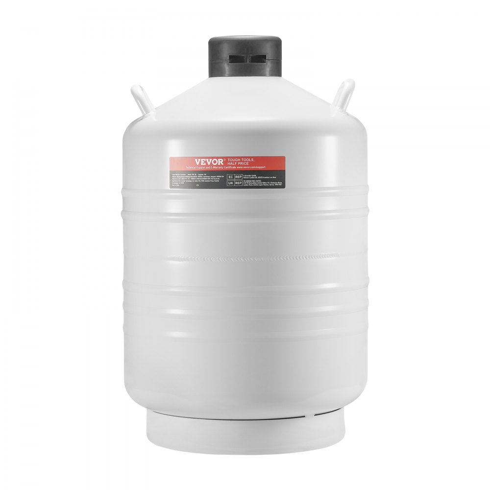 Tanque de nitrógeno líquido VEVOR, contenedor de nitrógeno líquido de aleación de aluminio de 30 L, Dewar de tanque LN2 con 6 botes y bolsa de transporte con correas, tanque criogénico para la industria de la belleza, conservación de semen, científico