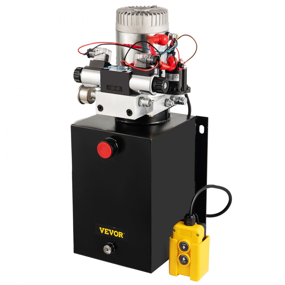 VEVOR Bomba hidráulica de 12 V CC, unidad hidráulica de doble acción de 11,4 L, con manómetro de latón, para camión volquete, plataforma elevadora, remolque, descarga rápida y eficiente