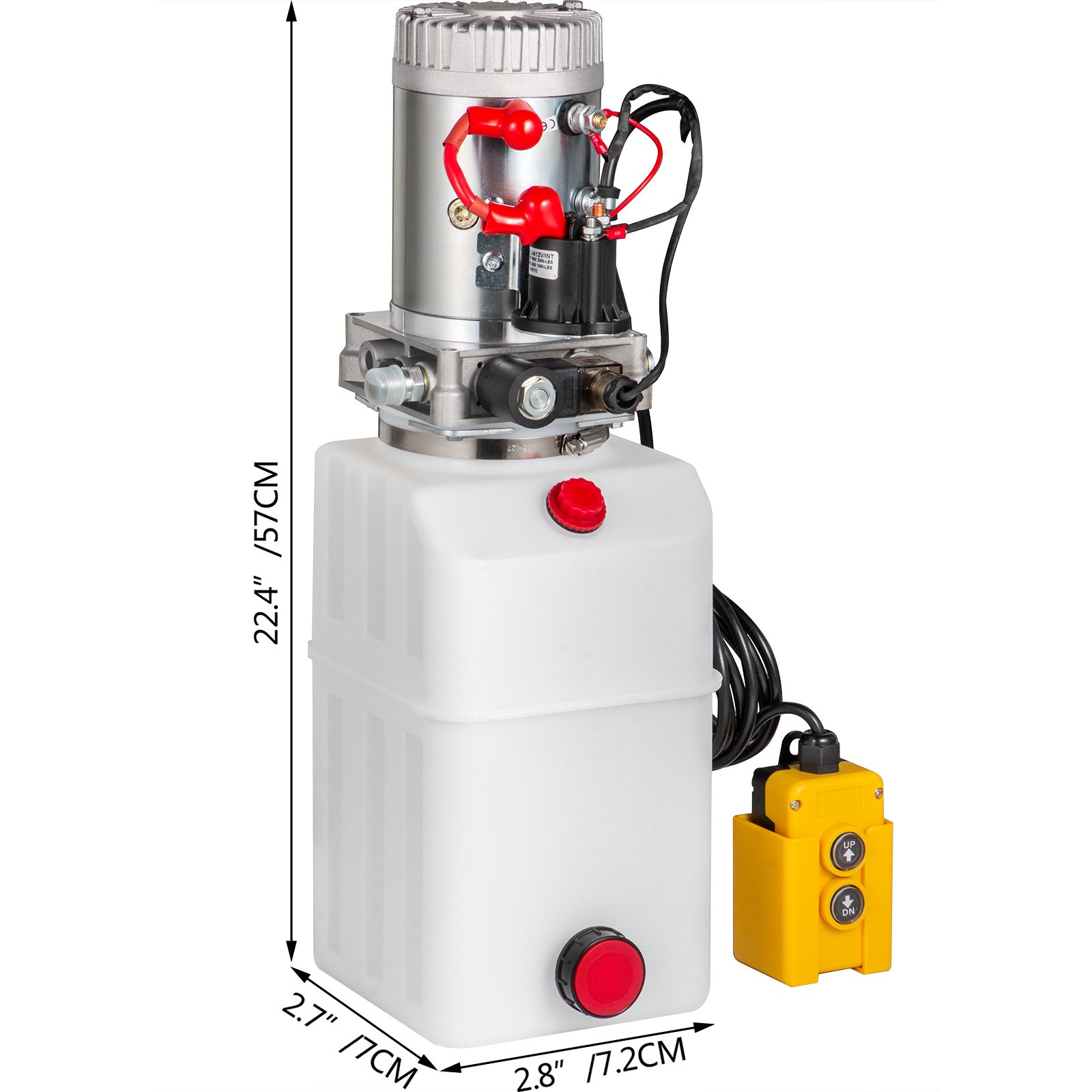 Bomba Hidráulica Eléctrica 7l De Acción Simple Con Remoto Para Remolque Volquete