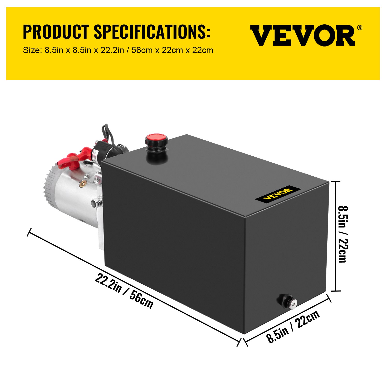 VEVOR Bomba hidráulica de 12 V CC, unidad de potencia hidráulica de simple efecto de 14,2 L, con tanque de metal, elevación de volcado rápida y eficiente para remolque de elevación de cangilones