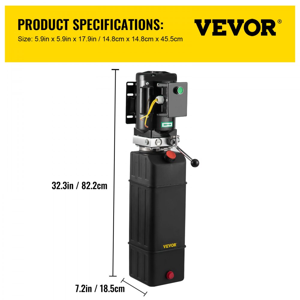 VEVOR Bomba Hidráulica Motor Hidráulico de 15 Cuartos Elevador Hidráulico Monofásico Elevador de Automóviles Remolque de Descarga de 3450 RPM 208-230 V Elevador Automático de 2 Caballos de Fuerza