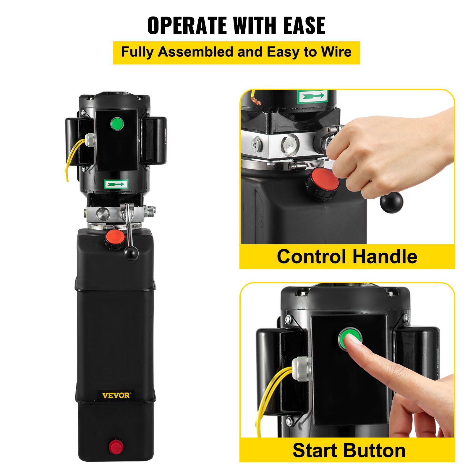 VEVOR Bomba Hidráulica Motor Hidráulico de 15 Cuartos Elevador Hidráulico Monofásico Elevador de Automóviles Remolque de Descarga de 3450 RPM 208-230 V Elevador Automático de 2 Caballos de Fuerza