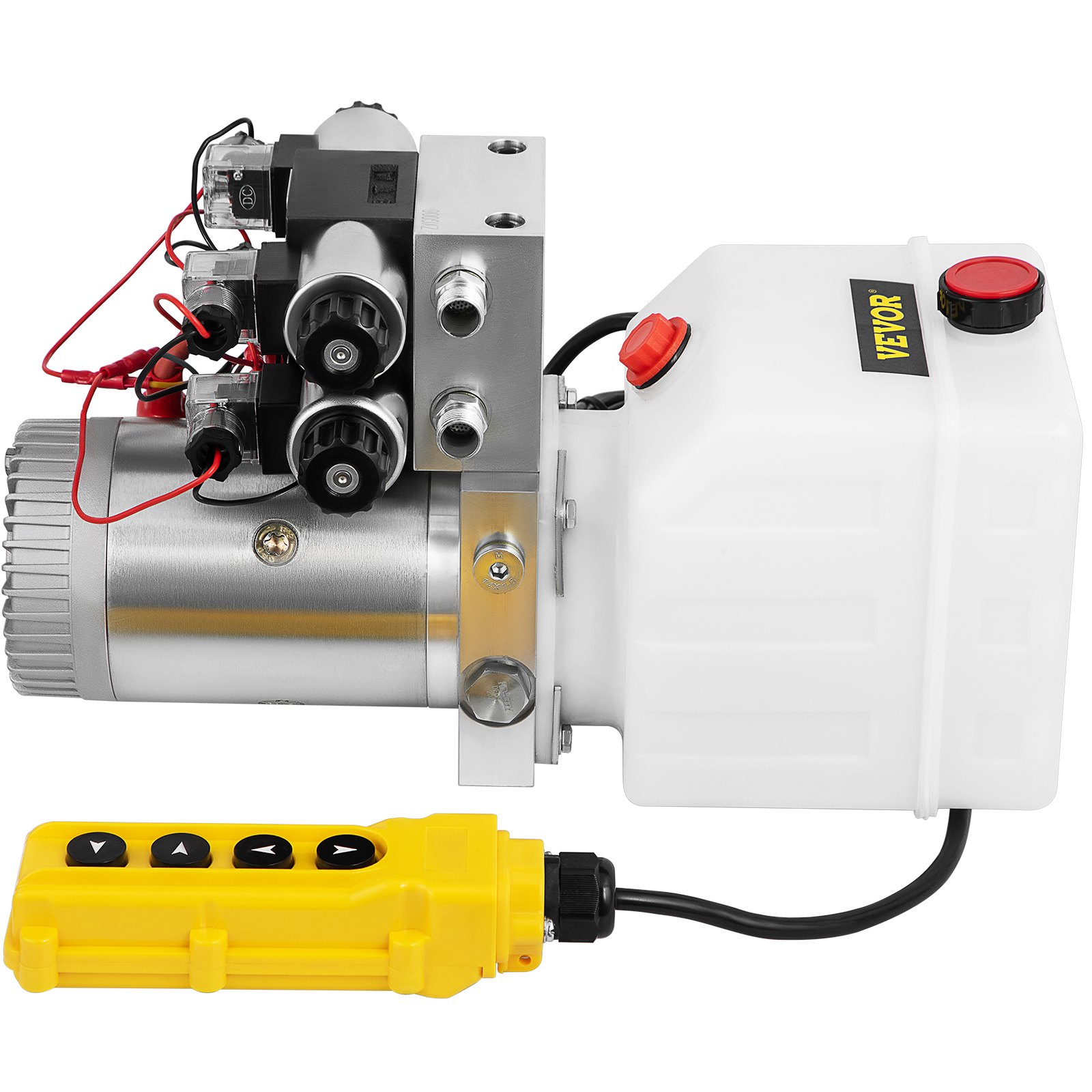 Bomba hidráulica VEVOR con panel de control y cableado adjunto.