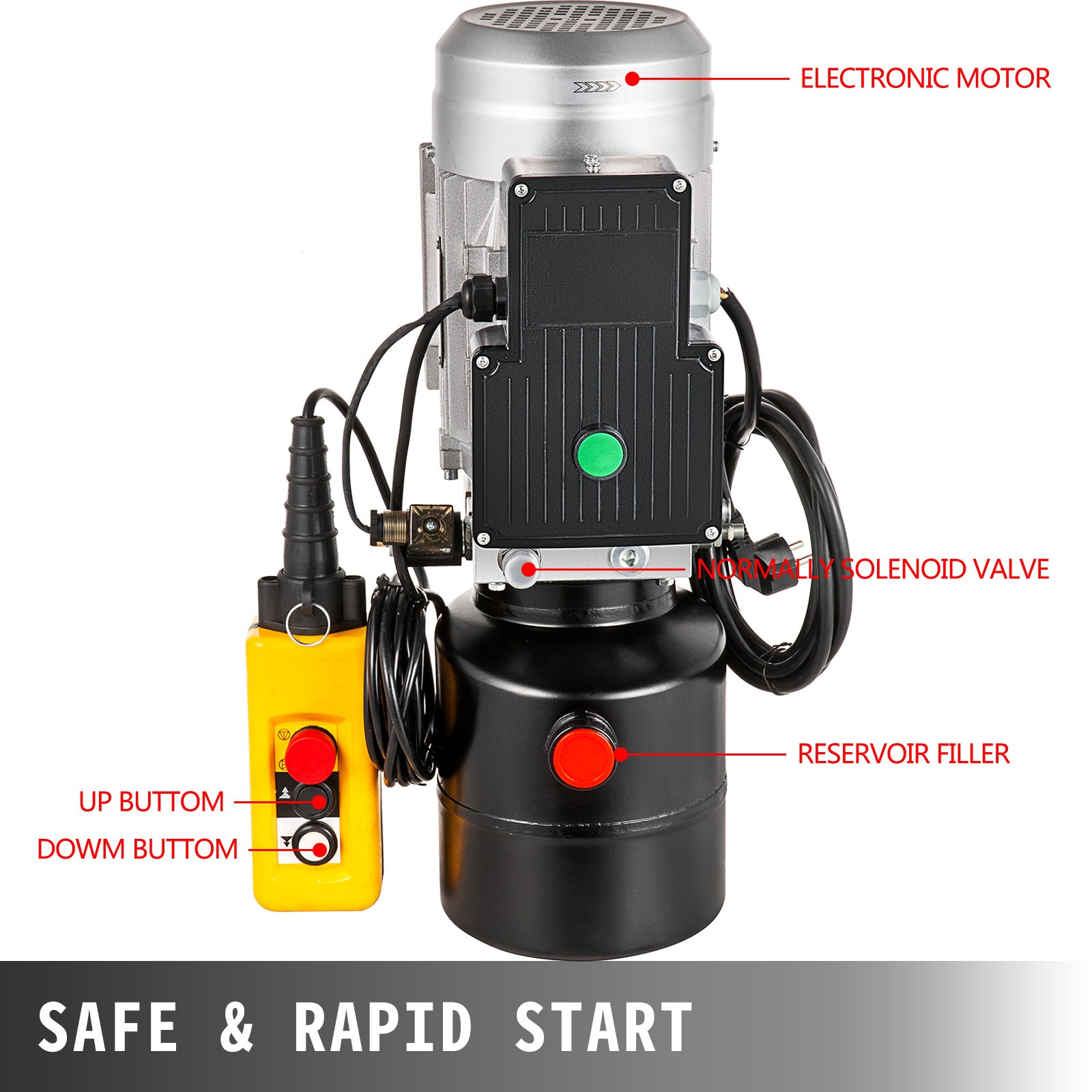 Vevor Bomba Hidráulica 4l Cilindro Hidráulico Para Coche 230v Con Tanque Aceite