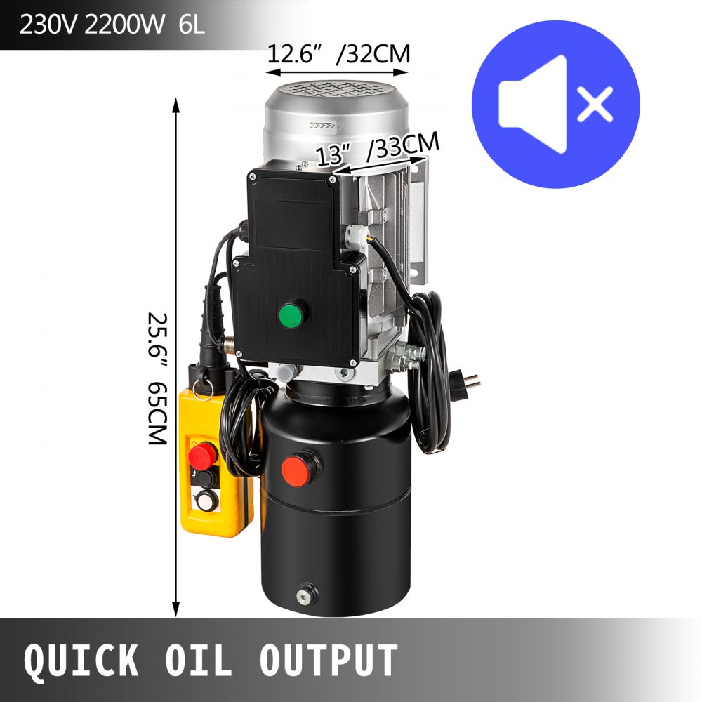 Vevor Bomba Hidráulica 6 L Cilindro Hidráulico 230 V, Con Tanque Aceite 2200 W
