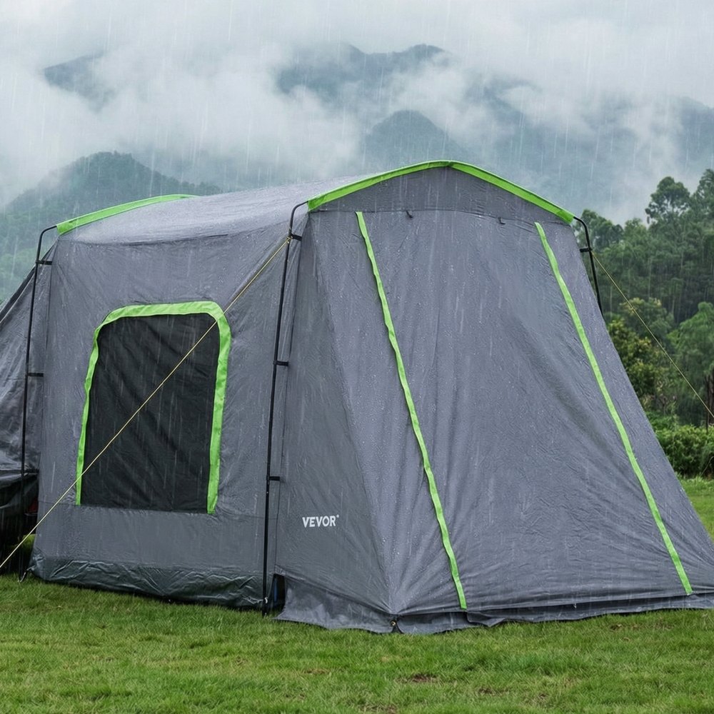 VEVOR Tienda de Campaña para Portón Trasero 323 x 244 x 220 cm para 5 a 9 Personas, Tienda de Campaña para Maletero de Coche con Puerta Ventilada y Ventanas de Malla para Acampar al Aire Libre