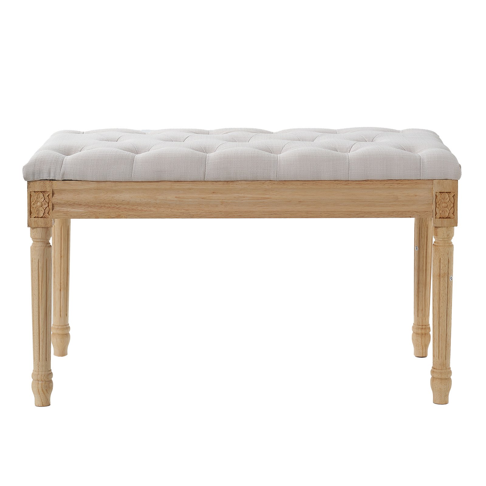 VEVOR Banco Tapizado 80x40x48 cm Banco de Entrada con Cojín Acolchado de Espuma y Patas de Madera de Goma, Reposapiés Acolchado Carga 100 kg, para Comedor, Salón, Dormitorio, Pasillo, Beige