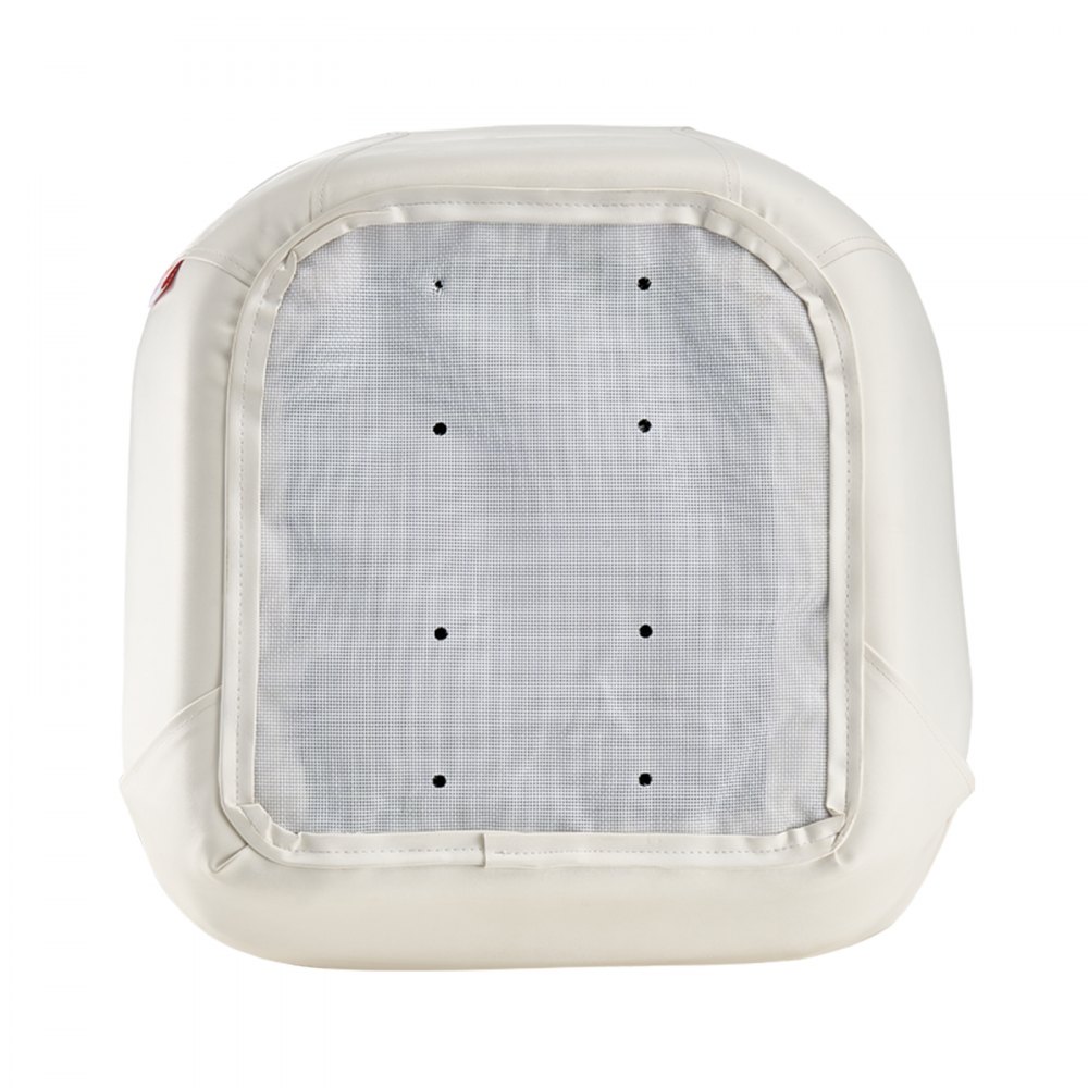 VEVOR Asiento de Barco con Respaldo Bajo Abatible Asiento de Capitán Tipo Cubo con Cojín de Esponja Engrosada Cuero de PVC Impermeable Diseño Ergonómico Plegable para Barcos de Pesca, Yates, Blanco
