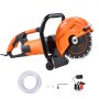 VEVOR Electric Concrete Saw, 230 mm, High-Performance Circular Saw 2000 W, Cutting Depth 89 mm, Wet/Dry Disc Saw with Water Pipe, Water Pump, Saw Blade, for Stone and Brick