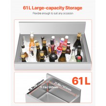 VEVOR Contenedor de Hielo de 61 L para Debajo del Mostrador 610 x 482 x 937 mm