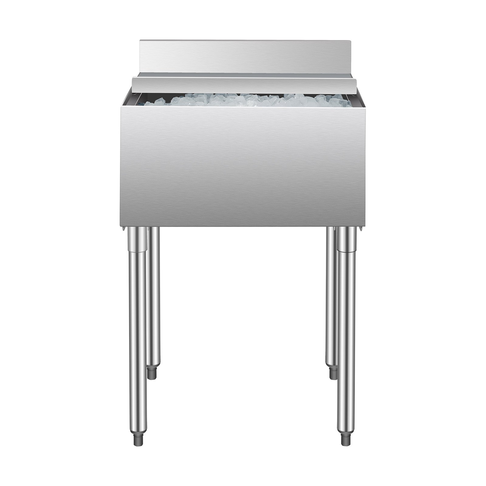 VEVOR Contenedor de Hielo de 61 L para Debajo del Mostrador de 610 x 482 x 937 mm, de Acero Inoxidable con Tapa Deslizante y Patas de Bola Ajustables, Apto para Bar, Restaurante, Cocina, Plata