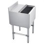 VEVOR Commercial Ice Bin, 46.7 L Max Capacity, 455 x 455 x 850 mm Stainless Steel Ice Chest with Sliding Lid and Bottle Holders, Cooler Cart Cocktail Unit for Bar Restaurant Pub, NSF Certified