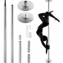 VEVOR Barra de Baile Profesional 2810x230 mm Barra de Baile Estática y Giratoria Kit de Danza en Barra Vertical Extraíble y Portátil Barra de Acero Inoxidable Resistente Altura Ajustable para Bar Club
