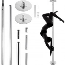 VEVOR Barra de Baile Profesional 2824x230 mm Barra de Baile Estática y Giratoria Kit de Danza en Barra Vertical Extraíble y Portátil Barra de Acero Inoxidable Resistente Altura Ajustable para Bar Club