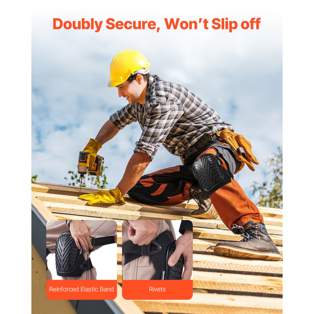 VEVOR Rodilleras para Trabajo Rodilleras de Construcción con Correas Ajustables y Remaches Rodilleras de Gel Gruesas con Cojín de Espuma para Protección Integral de las Rodillas para Pisos