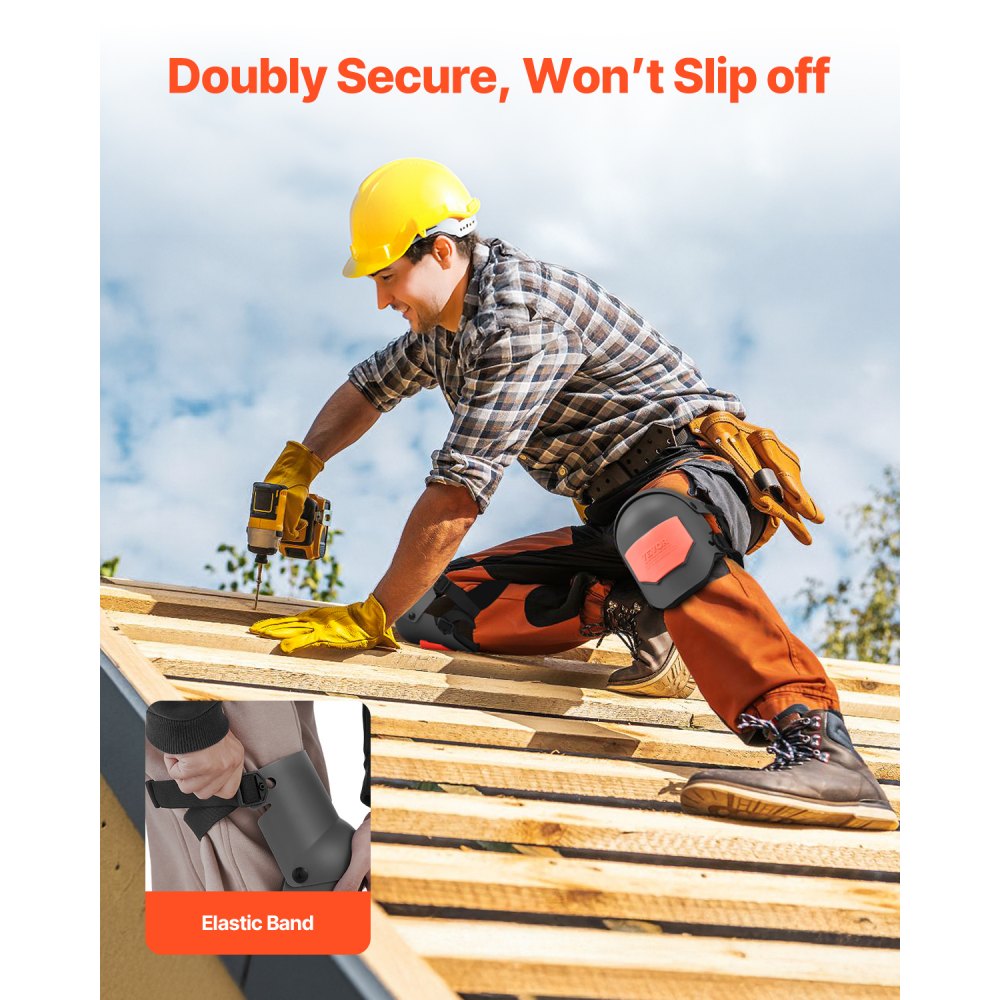 VEVOR Rodilleras para Trabajo Rodilleras de Construcción Extra Gruesas con Almohadilla de Espuma Protección y Comodidad Profesionales Rodilleras para Jardinería Rodilleras para Pisos, Negro y Naranja