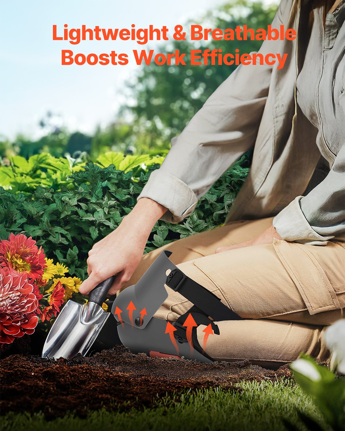 VEVOR Rodilleras para Trabajo Rodilleras de Construcción Extra Gruesas con Almohadilla de Espuma Protección y Comodidad Profesionales Rodilleras para Jardinería Rodilleras para Pisos, Negro y Naranja