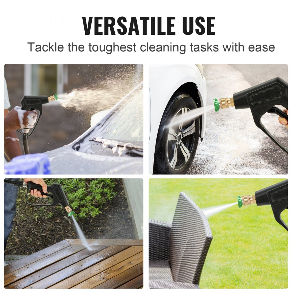 VEVOR Pistola Limpiadora de Alta Presión 4000 PSI Entrada M22-14 mm/M22-15/3/8" Conector de Salida 1/4" Mango de Lavado a Presión de Acero Inoxidable con 5 Colores de Boquillas de Conexión Rápida