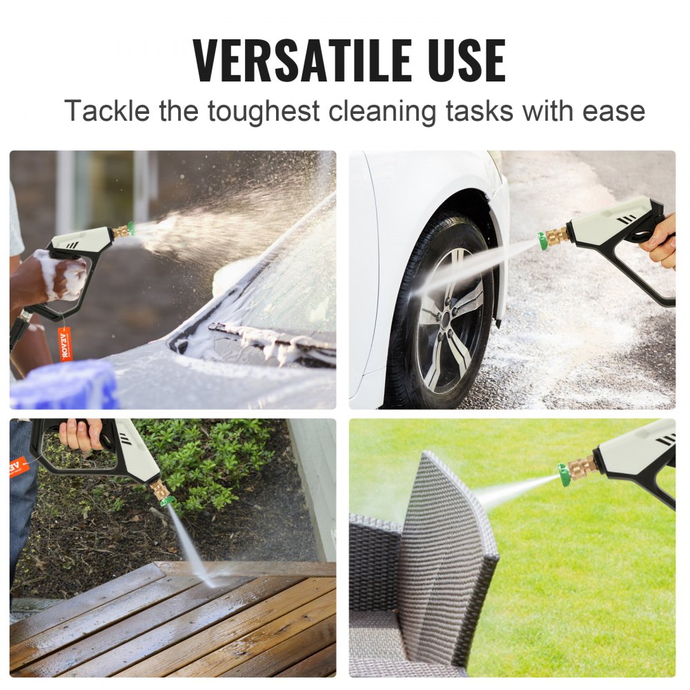 VEVOR Pistola Limpiadora de Alta Presión 5000 PSI Entrada M22-14 mm/M22-15/3/8" Conector de Salida 1/4" Mango de Lavado a Presión de Acero Inoxidable con 5 Colores de Boquillas de Conexión Rápida