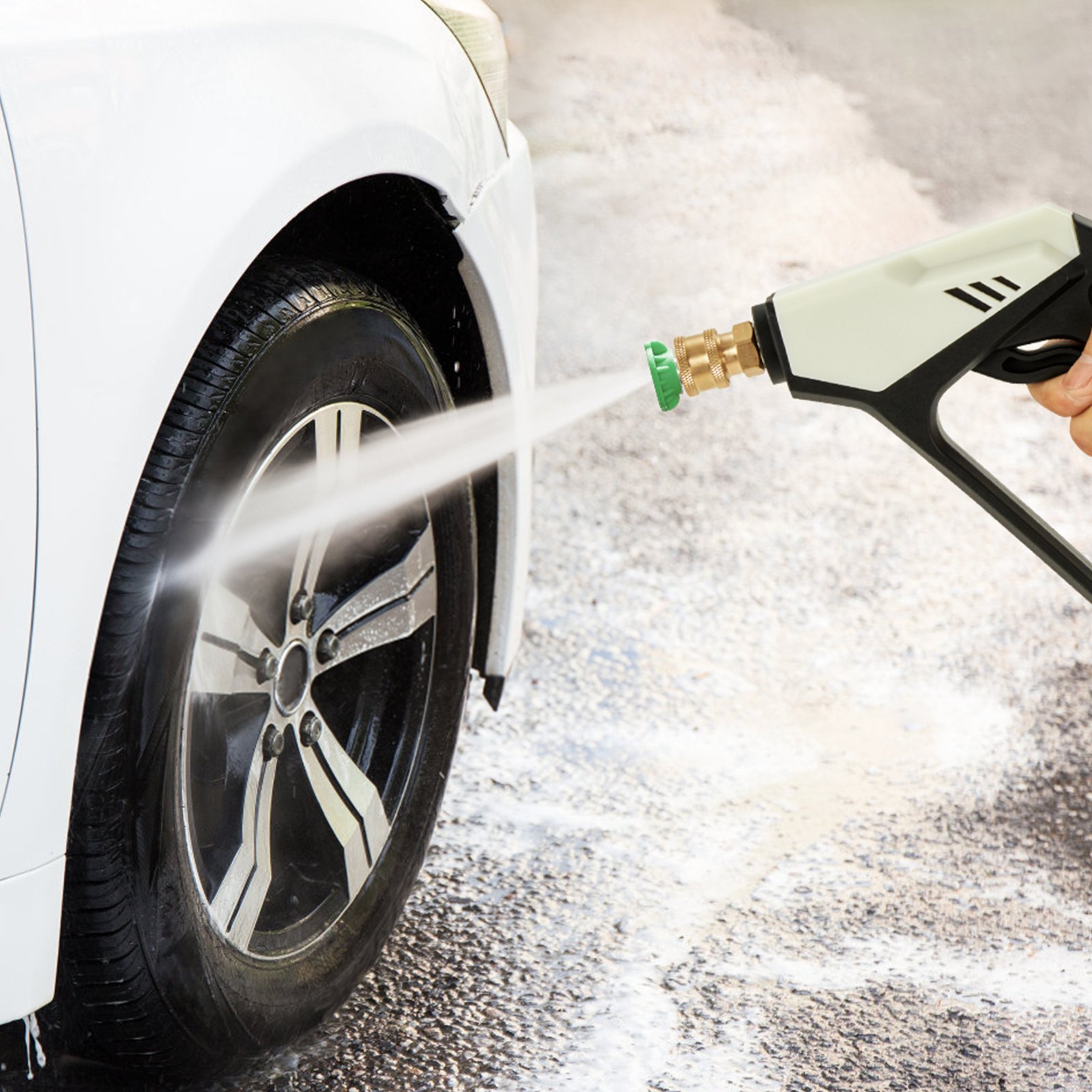 VEVOR Pistola Limpiadora de Alta Presión 5000 PSI Entrada M22-14 mm/M22-15/3/8" Conector de Salida 1/4" Mango de Lavado a Presión de Acero Inoxidable con 5 Colores de Boquillas de Conexión Rápida