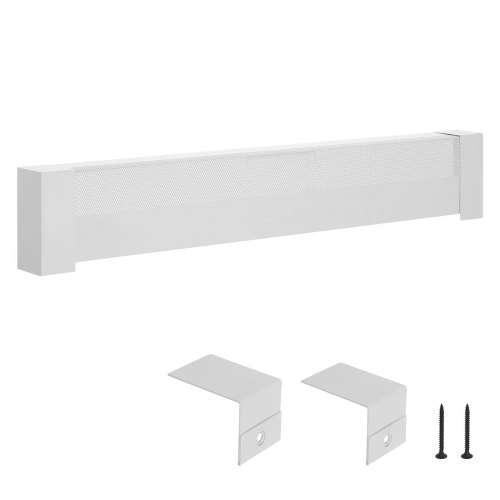 VEVOR Cubierta Frontal Estándar para Zócalo de Radiadores Eléctricos, Serie Básica, 1221 x 80 x 193 mm, Cubierta de Repuesto de Acero Resistente, Agujero Medio Abierto, para Dormitorio, Blanco