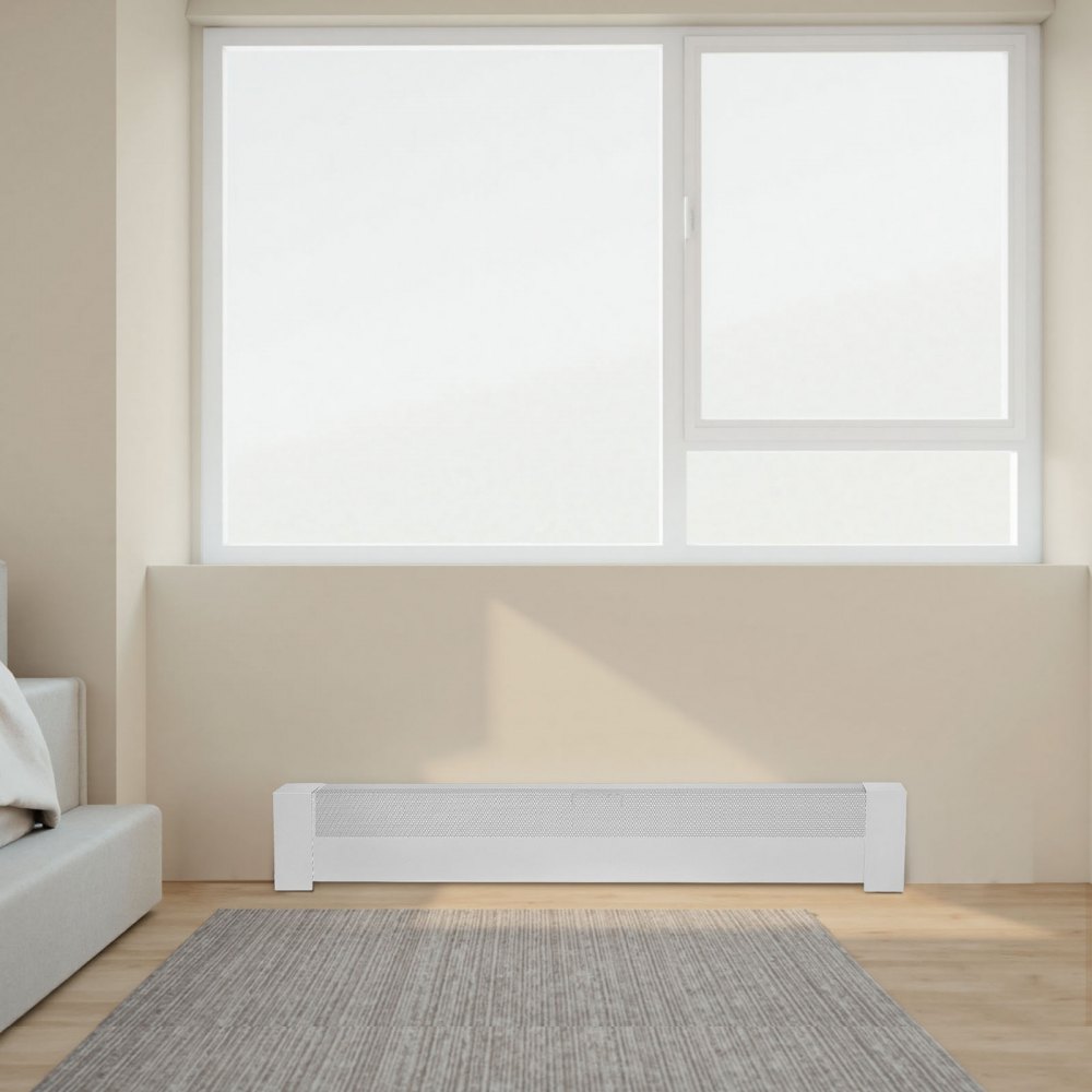 VEVOR Cubierta Frontal Estándar para Zócalo de Radiadores Eléctricos, Serie Básica, 1221 x 80 x 193 mm, Cubierta de Repuesto de Acero Resistente, Agujero Medio Abierto, para Dormitorio, Blanco