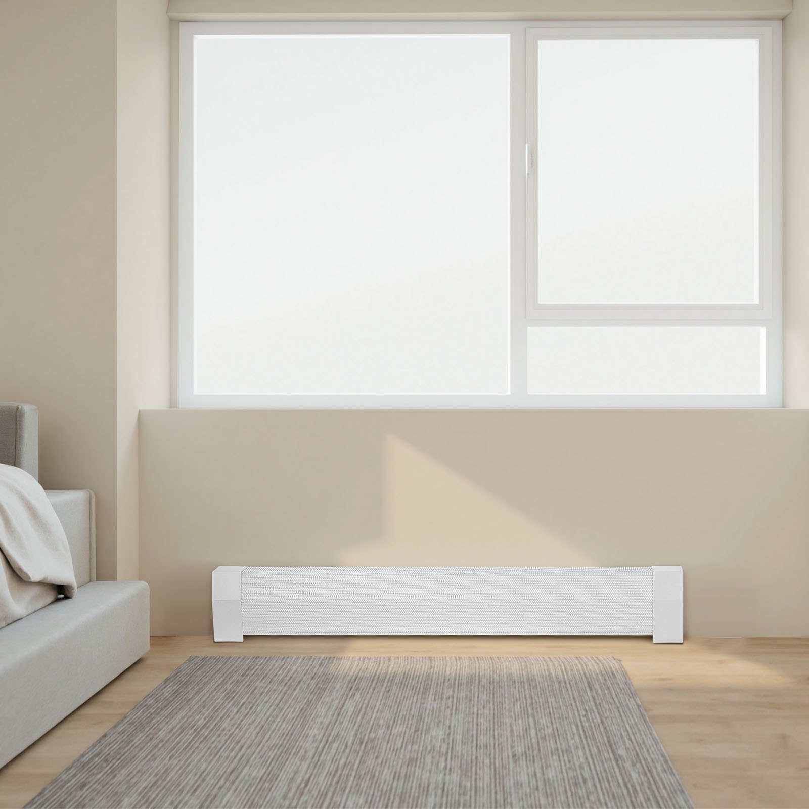 VEVOR Cubierta Frontal Estándar de Radiadores Eléctricos a Zócalo, Serie Premium, 1222 x 81 x 193 mm, Cubierta de Repuesto Acero Resistente, Agujero Completamente Abierto, a Dormitorio, Blanco