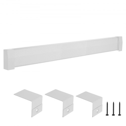 VEVOR Cubierta Frontal Estándar de Radiadores Eléctricos a Zócalo, Serie Premium, 1832 x 81 x 193 mm, Cubierta de Repuesto de Acero Resistente, Dormitorio, Blanco, Agujero Completamente Abierto