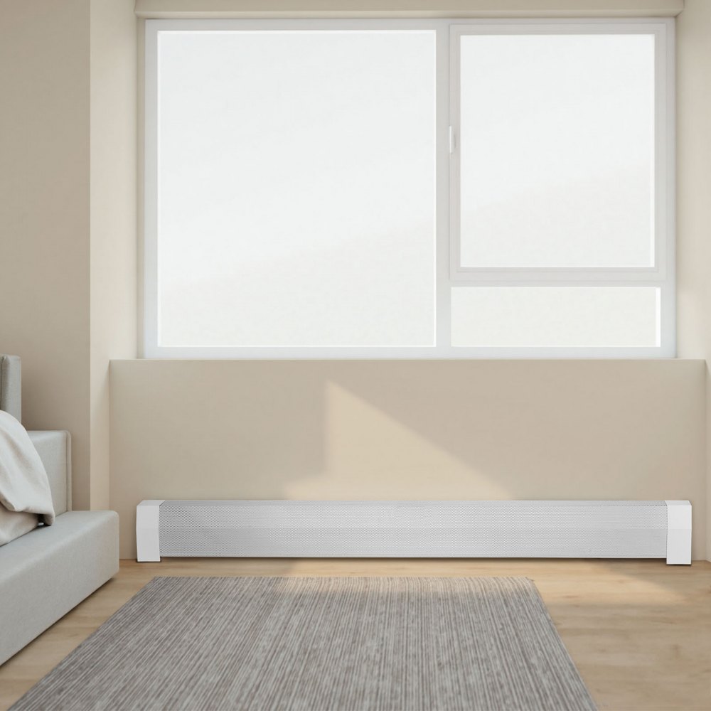 VEVOR Cubierta Frontal Estándar de Radiadores Eléctricos a Zócalo, Serie Premium, 1832 x 81 x 193 mm, Cubierta de Repuesto de Acero Resistente, Dormitorio, Blanco, Agujero Completamente Abierto