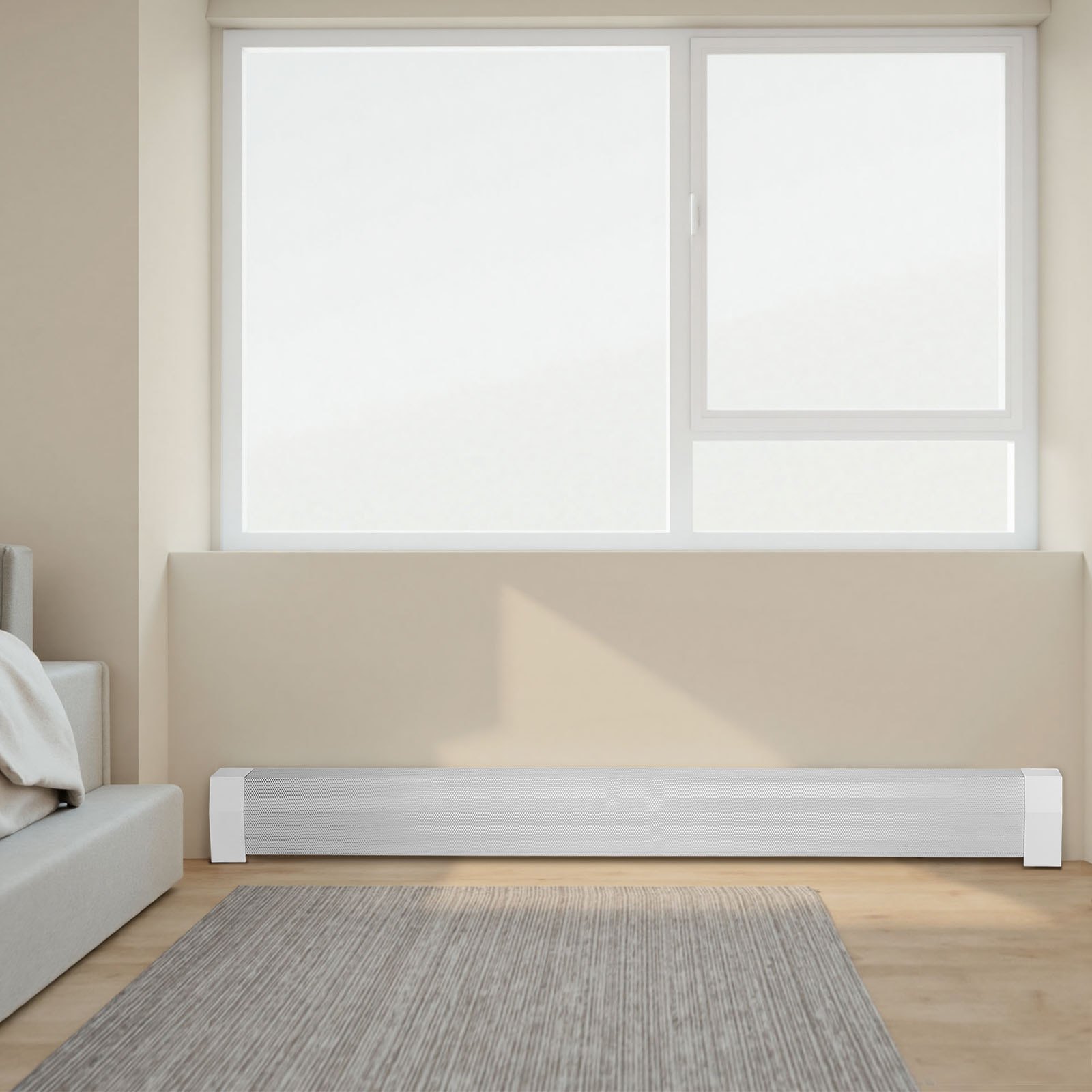 VEVOR Cubierta Frontal Estándar de Radiadores Eléctricos a Zócalo, Serie Premium, 1832 x 81 x 193 mm, Cubierta de Repuesto de Acero Resistente, Dormitorio, Blanco, Agujero Completamente Abierto