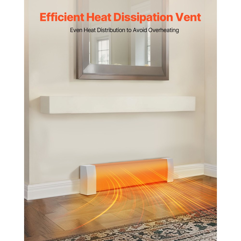 VEVOR Cubierta para Calefactor de Zócalo, Serie Premium, Estándar, 91 cm, Ventilación y Calefacción Eficientes, Funda de Repuesto de Acero para Dormitorio, Blanco, Agujero Completamente Abierto