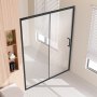 VEVOR Puerta de Ducha Semi-sin Marco de 1459-1499 x 1778 mm, Puerta de Vidrio Corrediza con Vidrio Templado Transparente de 6 mm y Herrajes de Acero Inoxidable Resistente al Agua y Manchas, Negro