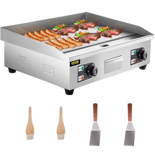VEVOR Plancha de Gas Plancha Eléctrica 3200 W Plancha Cocina Plancha de Asar de Acero Inoxidable 66 x 40 cm Parrilla Barbacoa Eléctrica 50-300 °C