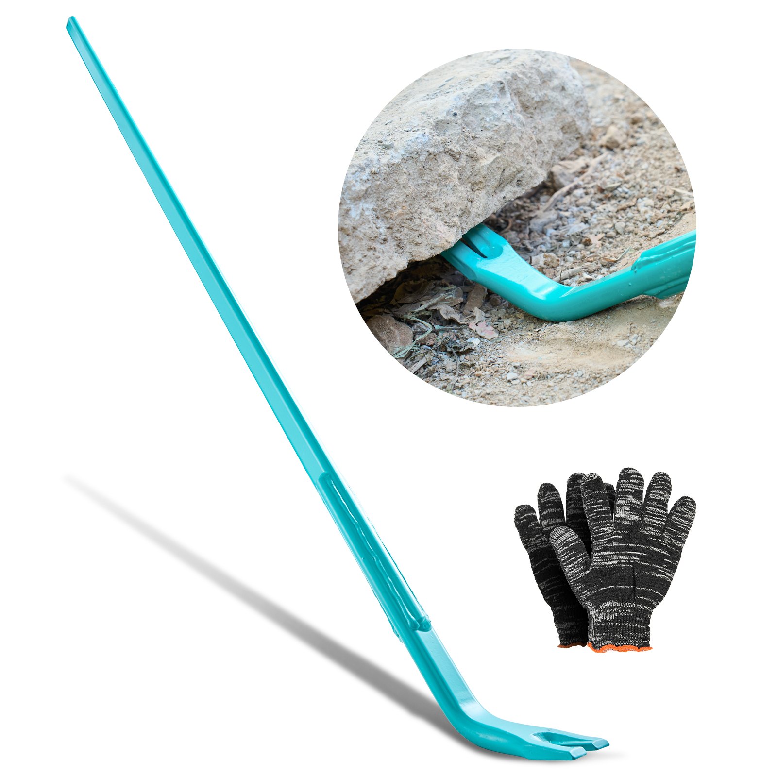 VEVOR Barra de Palanca de Acero al Carbono, Extractor de Palés de 140 cm, Capacidad de Carga de 900 kg, Herramienta de Desmontaje de Madera con Guantes para Desmontar Tablas de Extracción