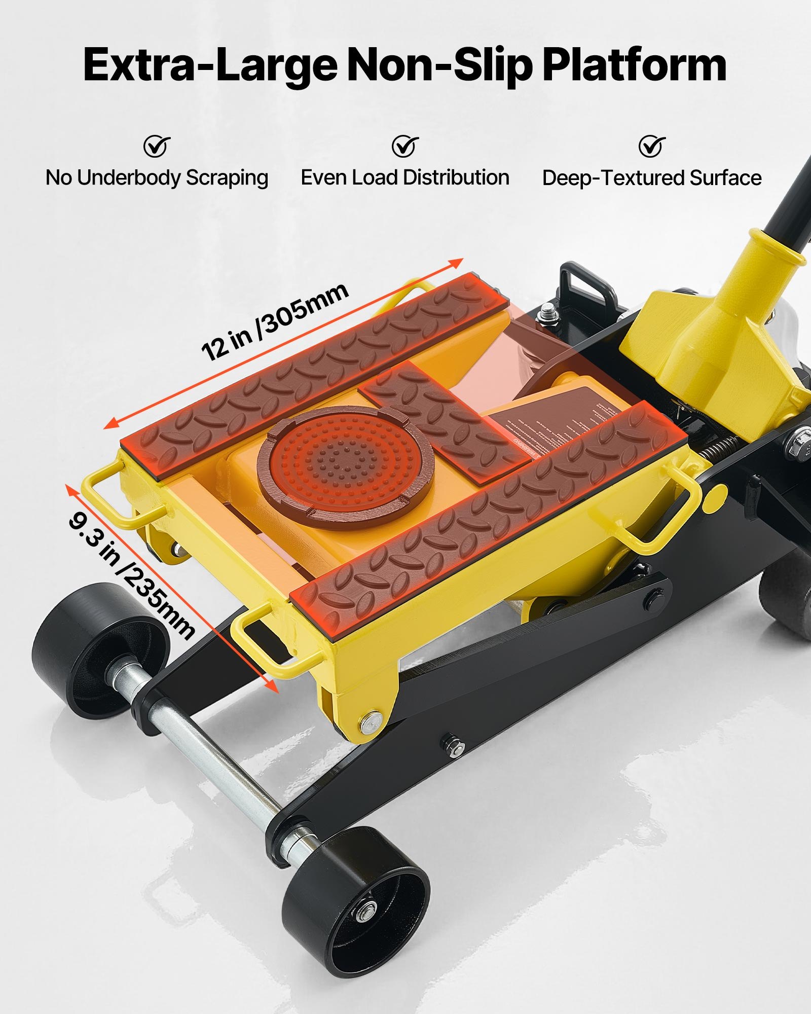 VEVOR Gato de Perfil Bajo Capacidad de 2 t, Gato Hidráulico de Acero con Bomba de Elevación Rápida de Un Solo Pistón, Rango de Elevación 150-435 mm, para Automóviles, Vehículos, Motocicletas