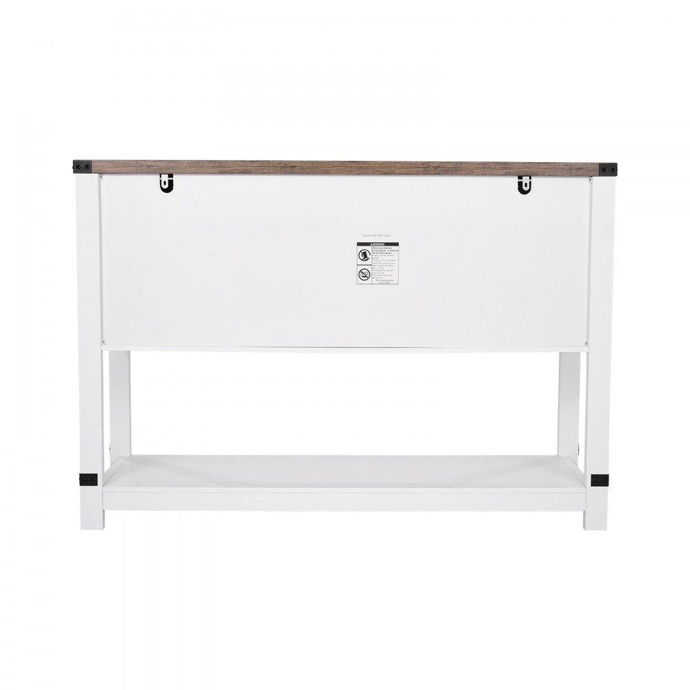 VEVOR Mueble Bar de Café Estilo Rústico de 120 x 39,8 x 83 cm con Almacenamiento de 4 Niveles, Mesa de Bar de Café con Puertas de Granero, Aparador Tipo Buffet para Sala de Estar, Marrón y Blanco
