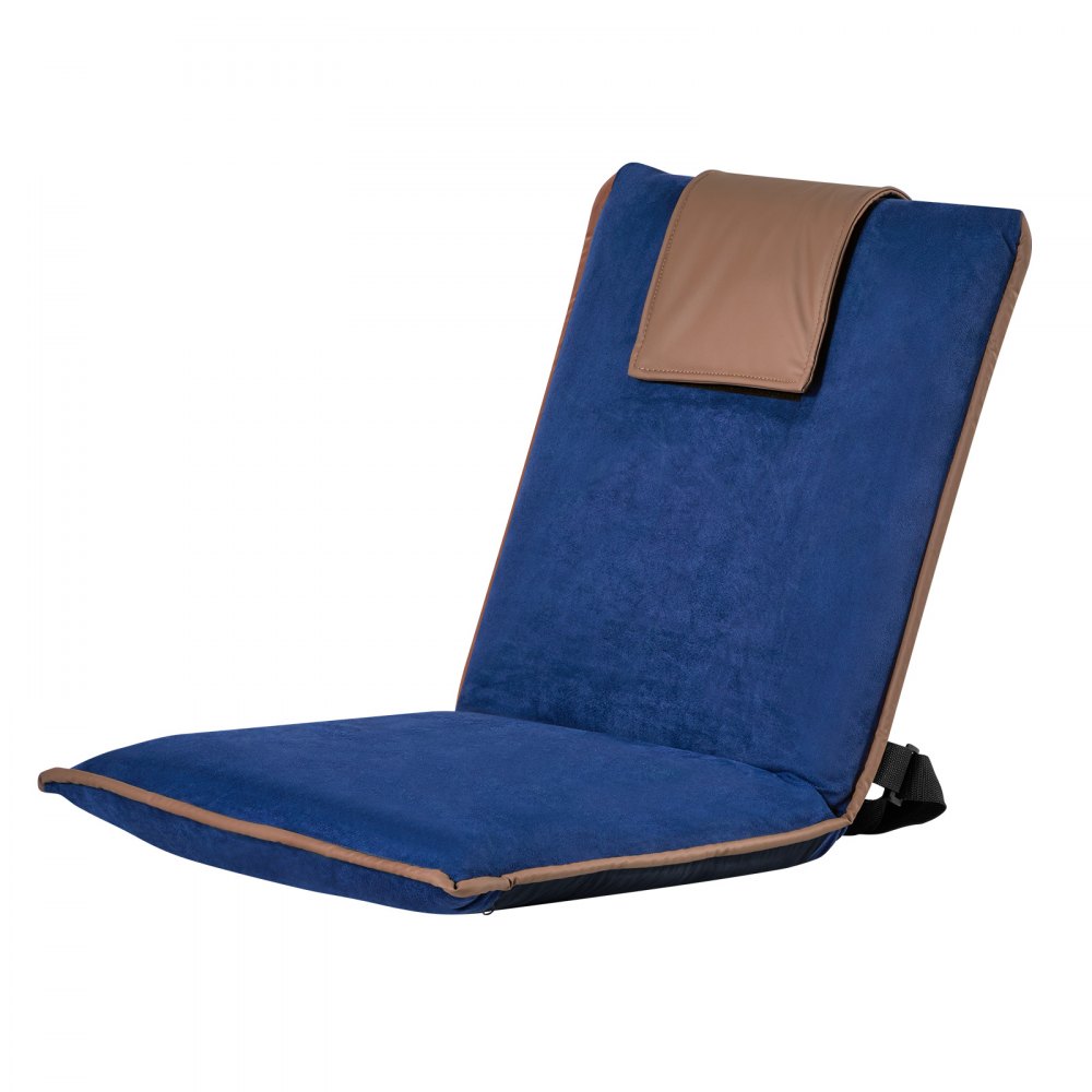 VEVOR Silla de Suelo Plegable, Silla Relax con Respaldo Ajustable en 6 Posiciones, Ligero y Portátil, Acolchado de Espuma Reciclada, Marco Metálico y Tapizado de Gamuza, para Lectura Meditación Yoga