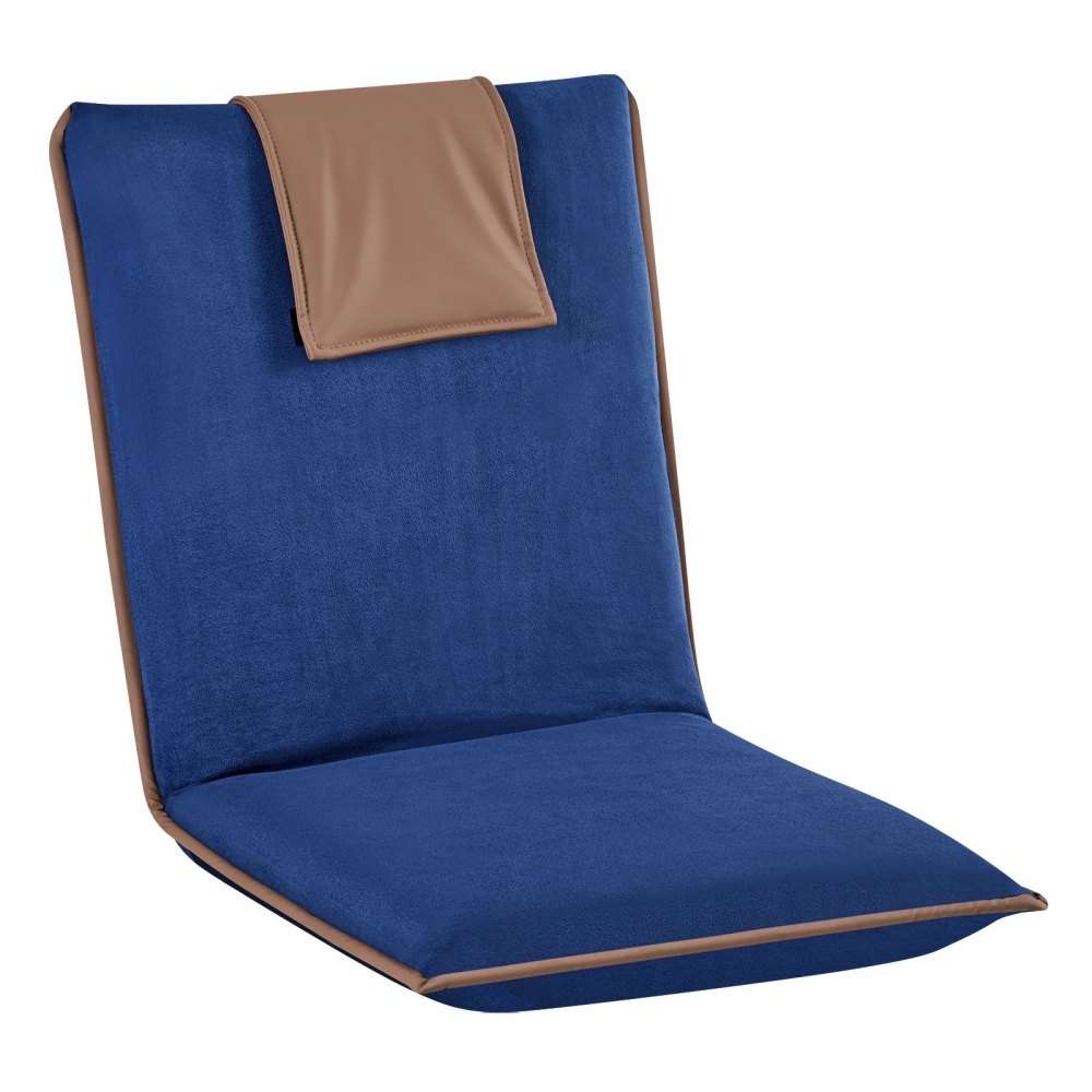 VEVOR Silla de Suelo Plegable, Silla Relax con Respaldo Ajustable en 6 Posiciones, Ligero y Portátil, Acolchado de Espuma Reciclada, Marco Metálico y Tapizado de Gamuza, para Lectura Meditación Yoga