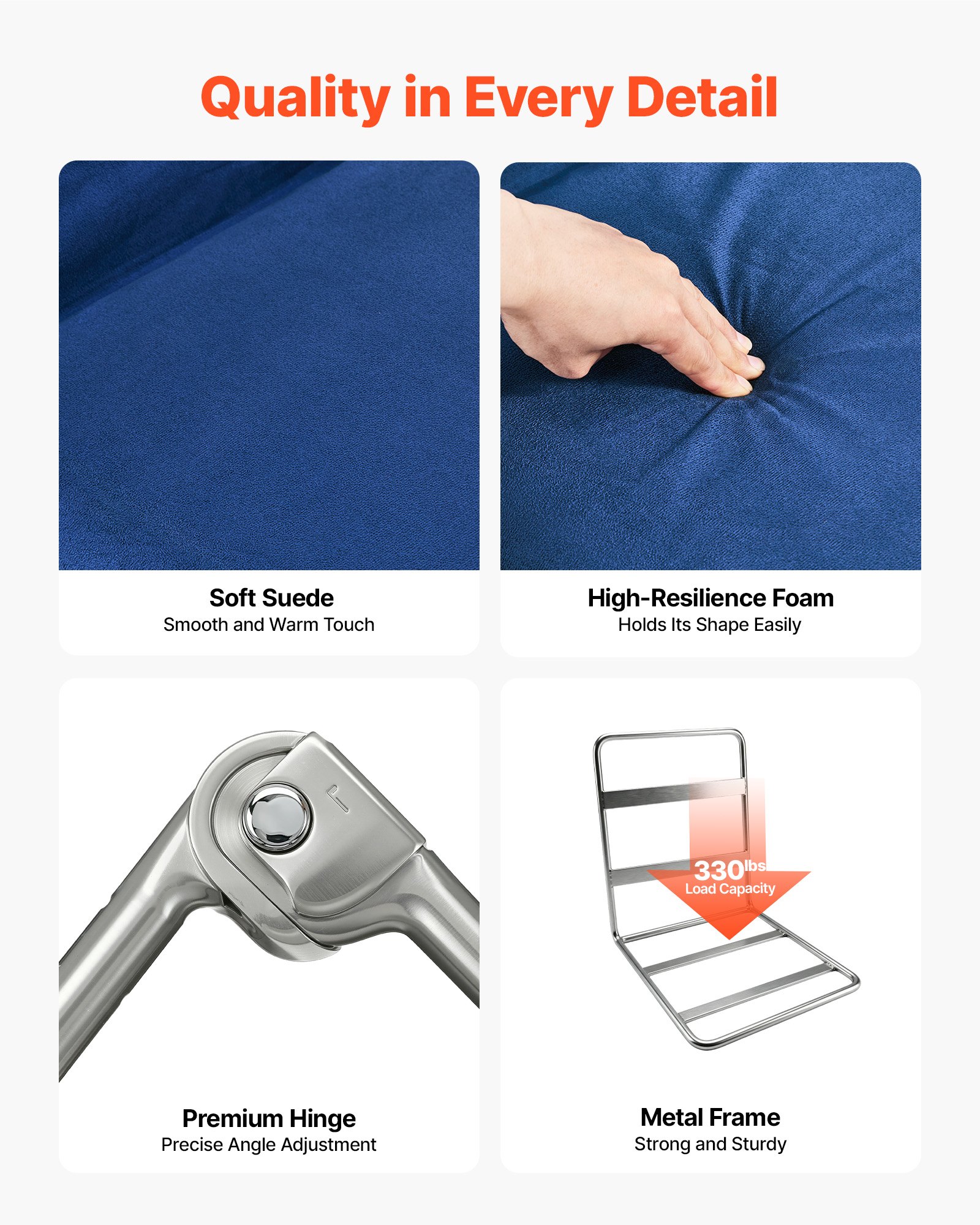 VEVOR Silla de Suelo Plegable, Silla Relax con Respaldo Ajustable en 6 Posiciones, Ligero y Portátil, Acolchado de Espuma Reciclada, Marco Metálico y Tapizado de Gamuza, para Lectura Meditación Yoga