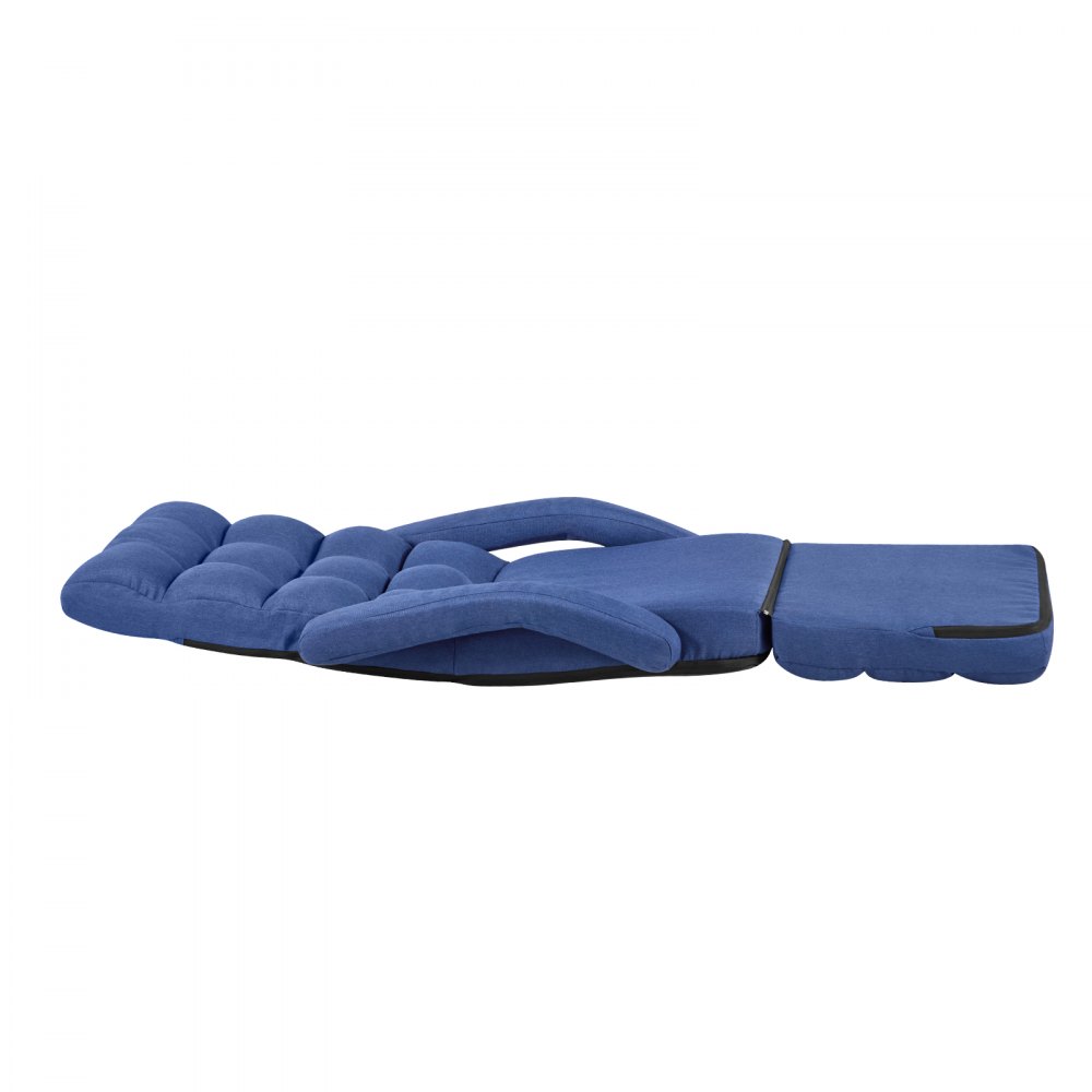 VEVOR Sillón de Suelo Relax, Sillón Reclinable con Respaldo y Reposabrazos, Ajustable en 5 Posiciones, Cojín de Soporte, Marco de Metal Tapizado de Lino, para Descanso Lectura Relajar, Azul Oscuro