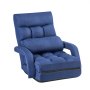 VEVOR Floor Chair, 5 Adjustable Positions Folding Floor Gaming Chair with Back Support, Armrests, and Cushion, Sturdy Metal Frame with Recycled Foam and Linen Fabric, for Reading, Relaxing, Dark Blue