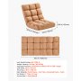 VEVOR Sillón de Suelo Relax, Sillón Reclinable con Respaldo Ajustable en 14 Posiciones, Acolchado de Espuma y Tapizado de Forro Polar Coral, para Lectura Descanso Sala de Estar Dormitorio, Marrón