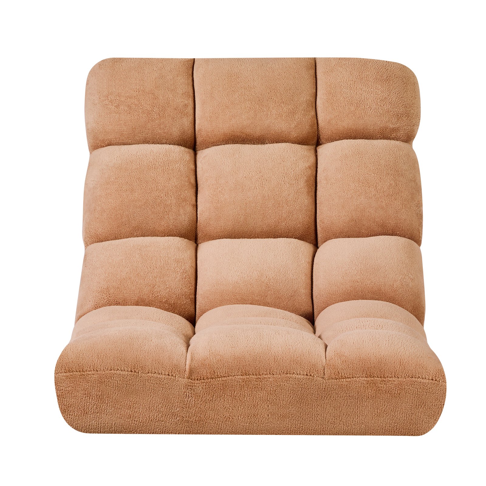 VEVOR Sillón de Suelo Relax, Sillón Reclinable con Respaldo Ajustable en 14 Posiciones, Acolchado de Espuma y Tapizado de Forro Polar Coral, para Lectura Descanso Sala de Estar Dormitorio, Marrón