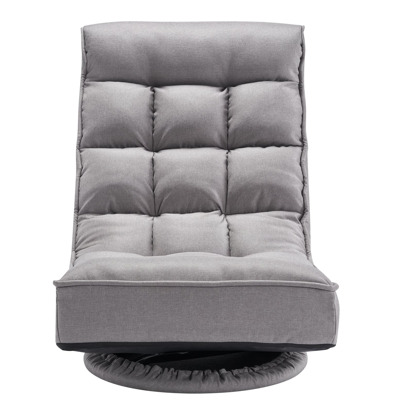 VEVOR Silla Giratoria de Piso 558 x 550 x 770 mm, Silla Giratoria de 360° con Respaldo Plegable de 4 Posiciones Ajustables y Soporte Lumbar, Sofá Reclinable Plegable para Ver TV, Leer y Jugar, Gris