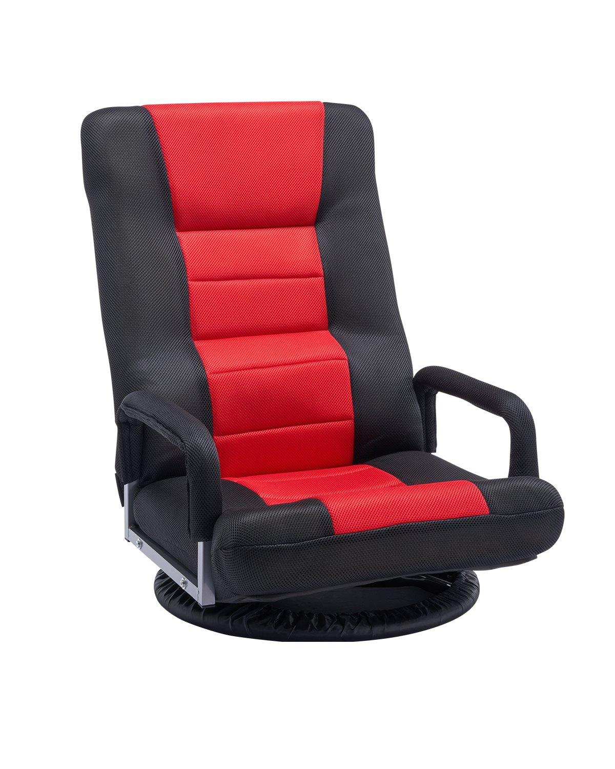 VEVOR Silla Giratoria para Juegos con Reposabrazos 540 x 660 x 760 mm, Silla Giratoria de 360° con Respaldo Plegable de 6 Posiciones Ajustables y Soporte Lumbar, Sofá Reclinable Plegable, Rojo y Negro