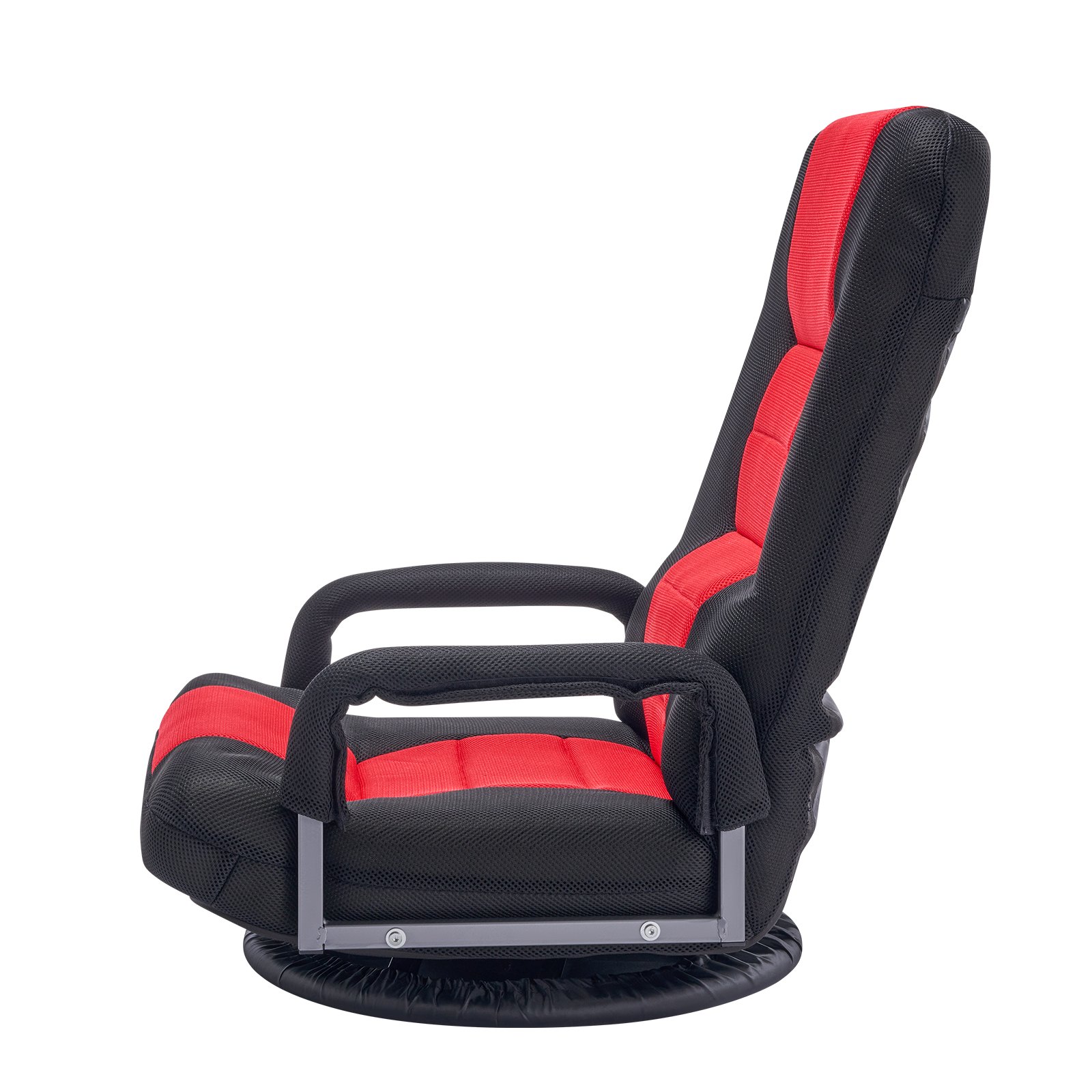 VEVOR Silla Giratoria para Juegos con Reposabrazos 540 x 660 x 760 mm, Silla Giratoria de 360° con Respaldo Plegable de 6 Posiciones Ajustables y Soporte Lumbar, Sofá Reclinable Plegable, Rojo y Negro