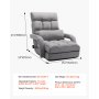 VEVOR Silla de Suelo, Sillón de Suelo con 5 Posiciones Ajustables y Respaldo, Sillón Plegable con Reposabrazos para Adultos, Sofá Cama con Cojín de Respaldo para Sala de Estar y Dormitorio, Gris