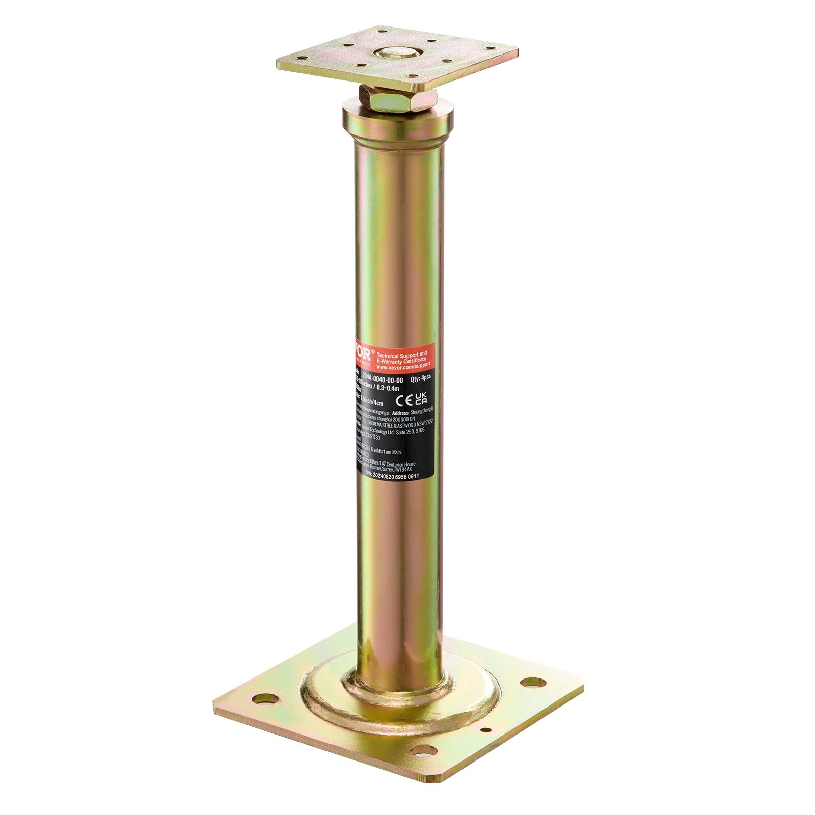 Gatos de piso para casa VEVOR, paquete de 4, rango de altura de 11,6" a 16", capacidad de carga máxima de 2200 lb por unidad, poste de gato de sótano con viga de soporte ajustable para nivelación, gato telescópico galvanizado para soporte temporal